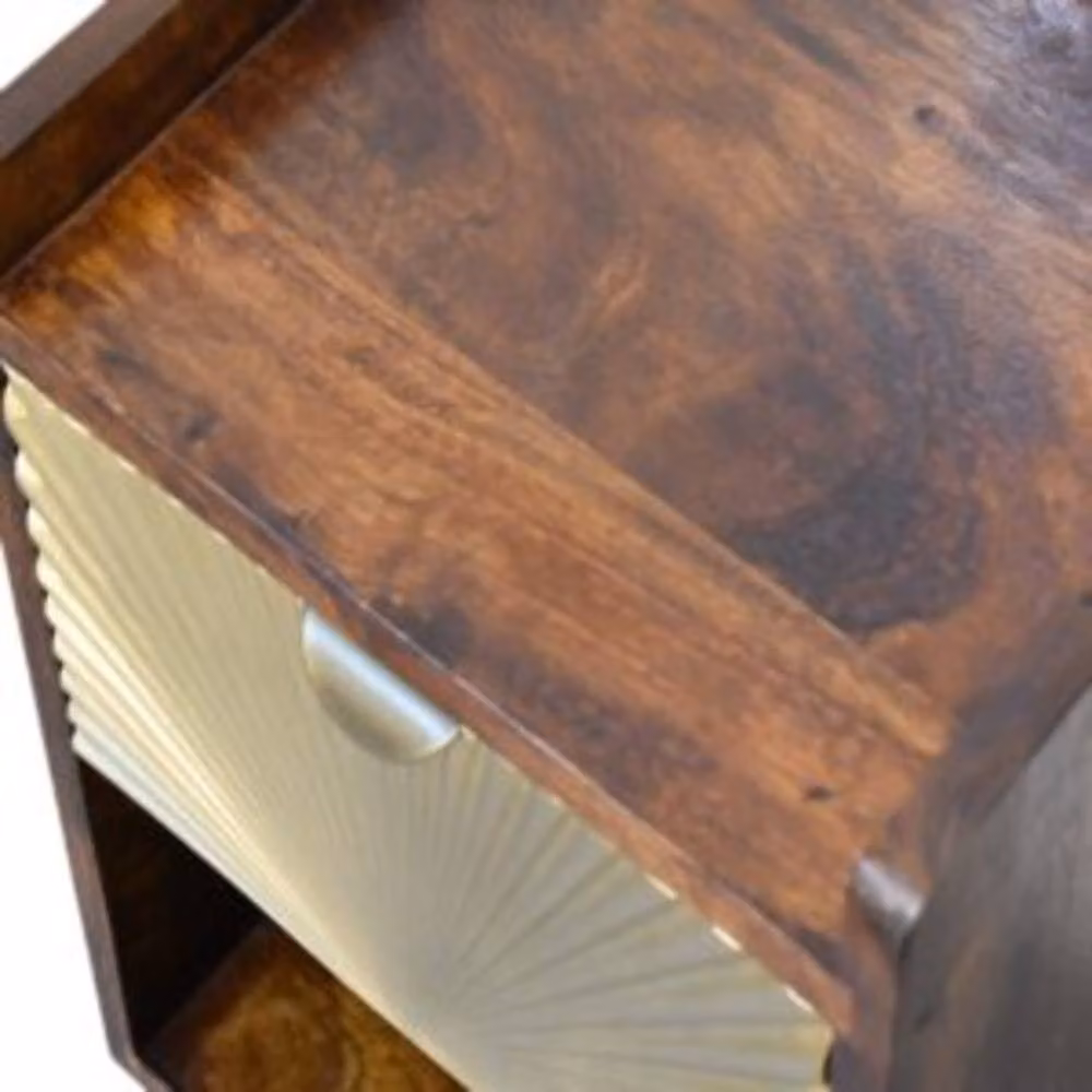Wyld Haus Bolzano Art Deco Mini 1 Drawer Bedside Table in Brown Mango Wood – 4