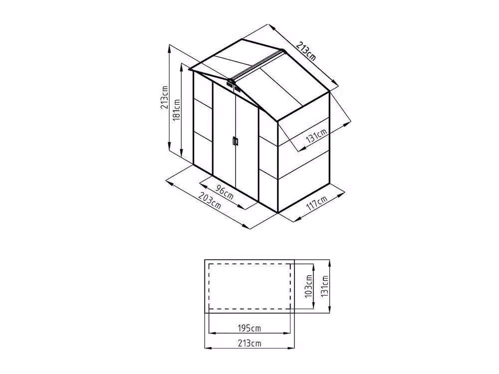 Vente-unique Grey Wood Effect Galvanised Steel Garden Shed with Window and Double Doors, W/D/H: 170 x 117 x 213 cm – 3