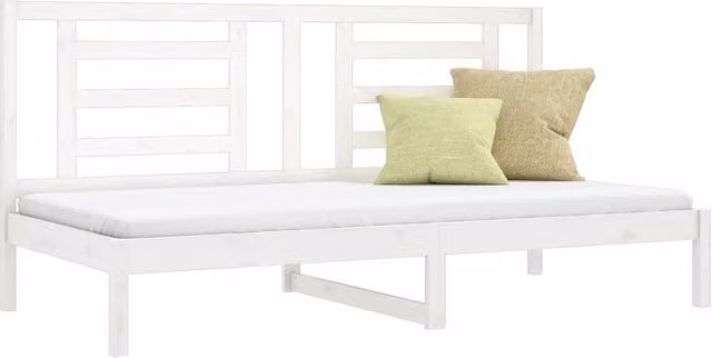 Berkfield Home Beautiful Day Bed in White Solid Pine Wood, W/D/H: 200 x 90 x 0 cm