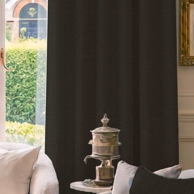 HOUSE Llewelyn-Bowen Made To Measure Espresso Brown Chenille Blackout Fabric Panel Curtains