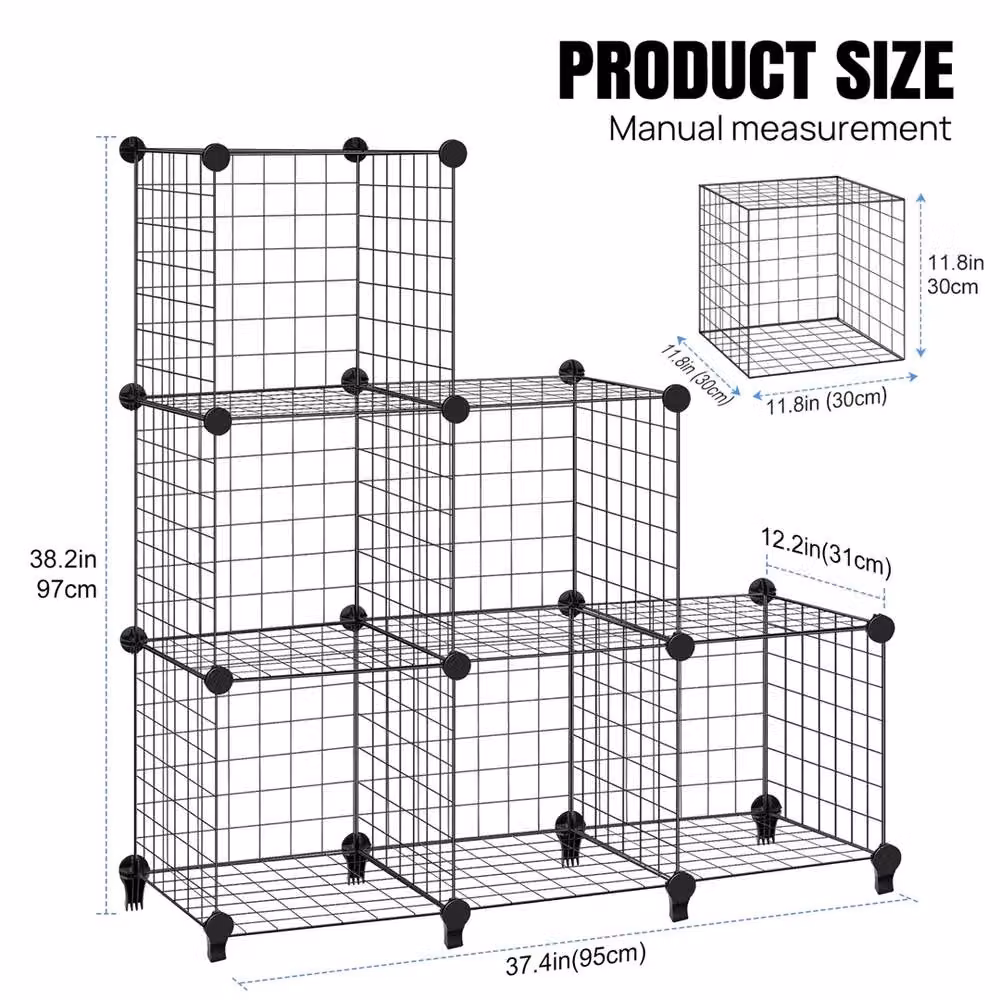 SPETLEK 6 Cube Metal Wire Rack DIY Interlocking Freestanding Storage Cabinet in Black – 2
