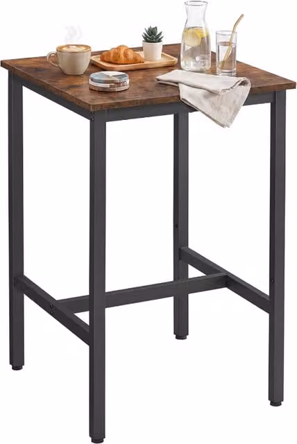VASAGLE High Square Bar Table in Bronze and Black, W: 60 cm, D: 60 cm, H: 92 cm