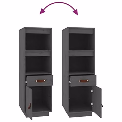 vidaXL Modern Grey Highboard in Solid Pine Wood, W/D/H: 34 x 40 x 108.5 cm – 3