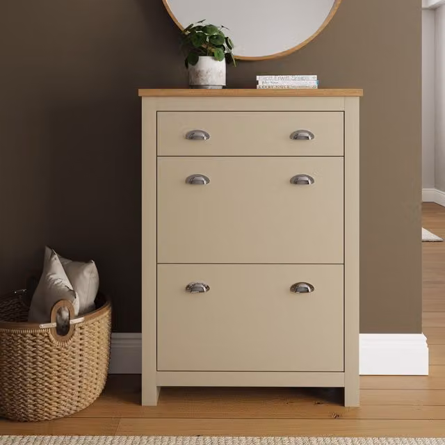 GFW Lancaster 2 Door 1 Drawer Shoe Cabinet in Beige – 2