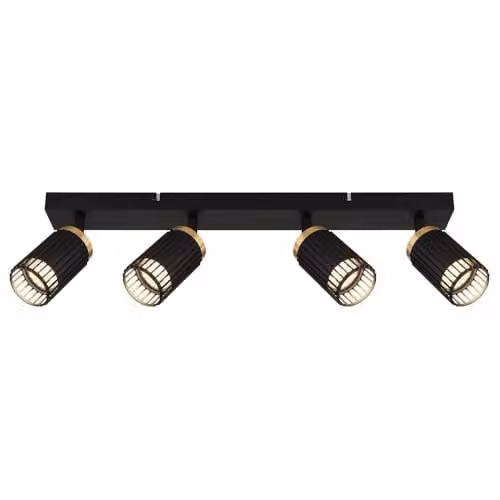 Netlighting Korben Adjustable Ceiling Spotlight Bar in Black and Gold, 4x GU10, W/D/H: 53 x 12.5 x 15.5 cm – 1