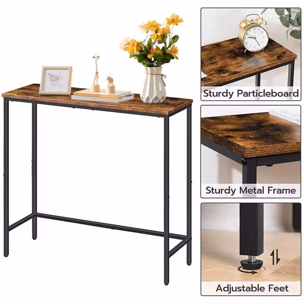EONLION Industrial Brown Console Table for Hallways, W/D/H: 100 x 24 x 75 cm – 3