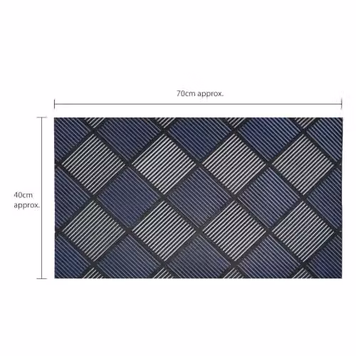 JVL Platina Rubber Scraper Doormat, Silver/Blue, W: 40 cm, L: 70 cm – 2