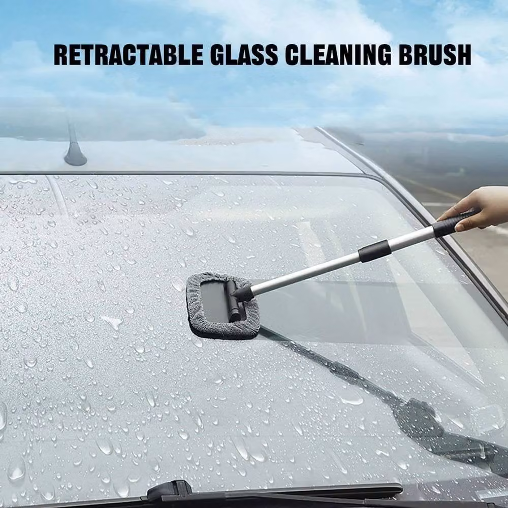 NESTLUNE 2-in-1 Bathroom Mop and Shower Scrubber for Tub, Tile and Glass in Grey with Telescopic Microfibre Handle – 5