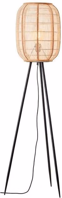 Netlighting Zaire Complete Floor Lamp in Natural Bamboo and Beige Linen with Matt Black Accents – 1