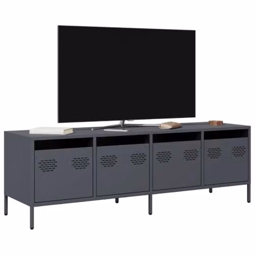 vidaXL Anthracite Industrial TV Cabinet in Matt Metal, W/D/H: 135 x 39 x 43.5 cm – 2