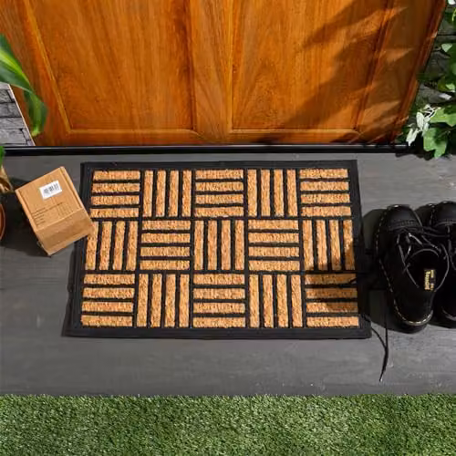 Nicola Spring Heavy Duty Mosaic Door Mat, Black, W/D: 60 x 40 cm – 2