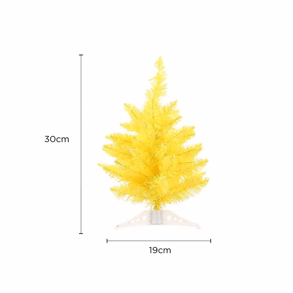 Voltico Mini Artificial Christmas Tree Tabletop Design in Bright Yellow, Height: 30 cm – 2