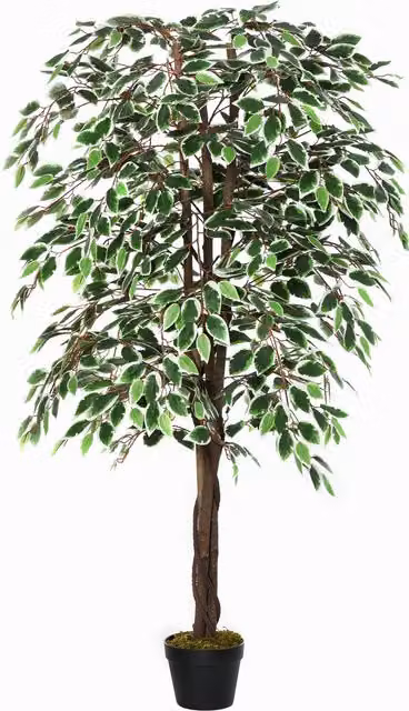 Outsunny Green Artificial Ficus Silk Tree with Nursery Pot, Height: 160 cm – 1