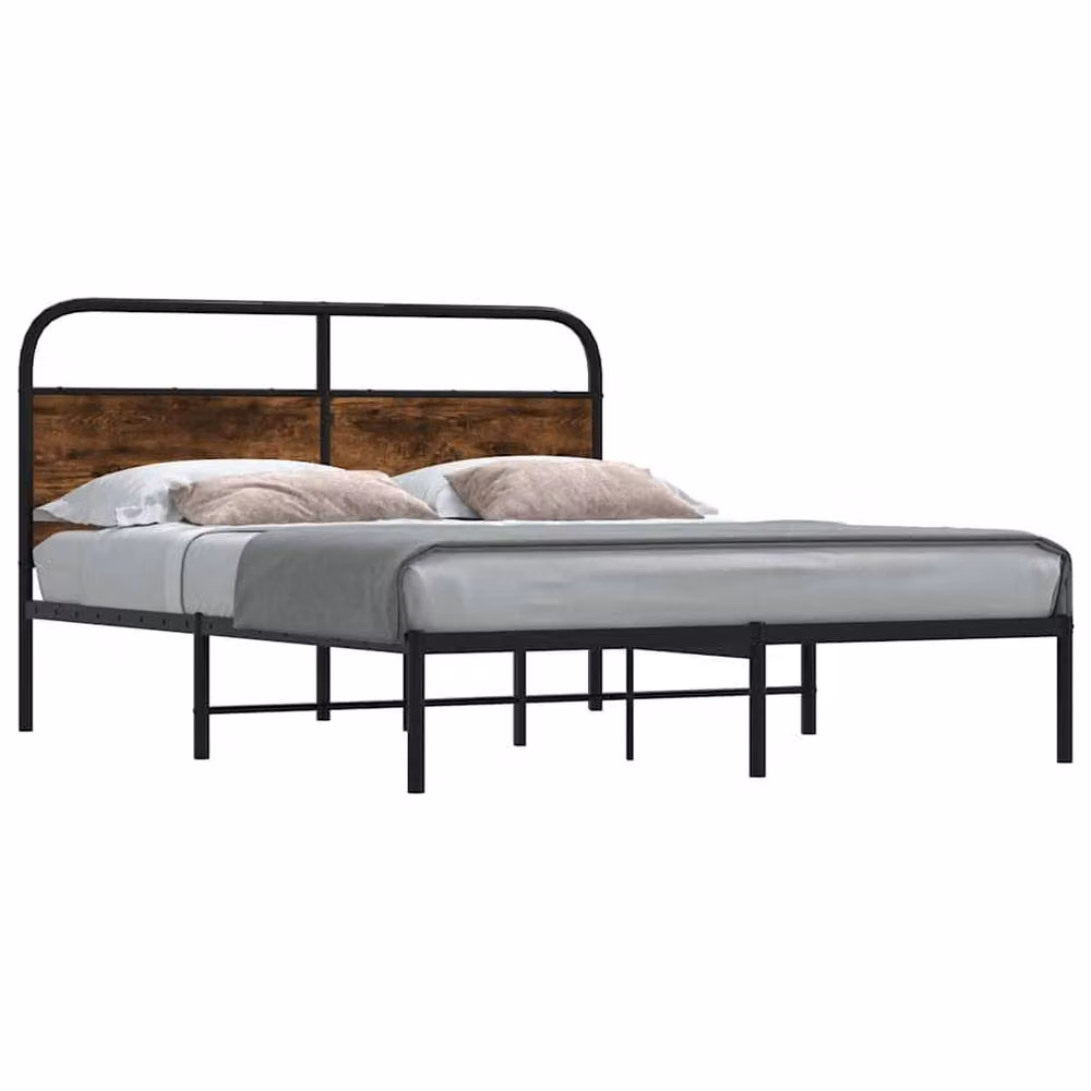 Berkfield Home Small Double Bed Frame in Smoked Oak Brown, W/D/H: 120 x 200 cm – 2