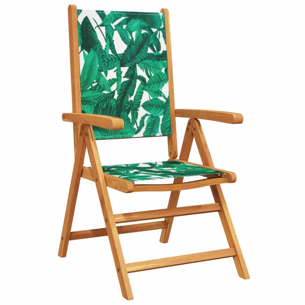 Berkfield Home Set of 6 Reclining Garden Chairs in Green Fabric and Acacia Wood – 2