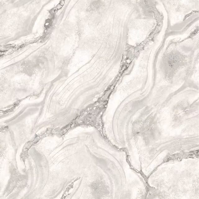 Rasch Palmetto Agate Liquid Marble Glitter Metallic Vinyl Wallpaper in Grey and Silver