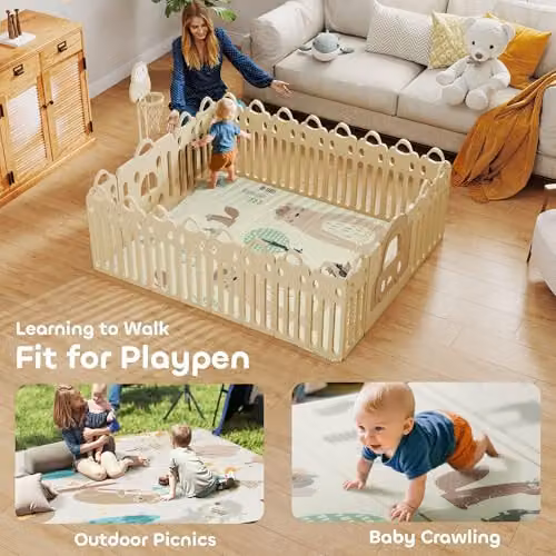 AIYAPLAY Reversible Animal Theme Baby Play Mat, Multicolour XPE Foam, W: 177 cm, D: 146 cm, H: 1.5 cm – 3
