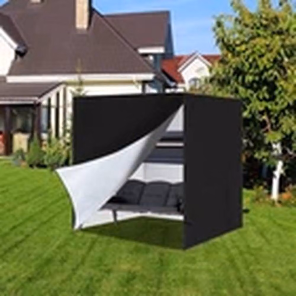 EONLION Waterproof 3-Seater Garden Swing Cover in Black with Zipper – 3