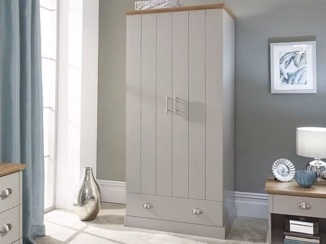 GFW Kendal 2 Door 1 Drawer Wardrobe in Grey – 1