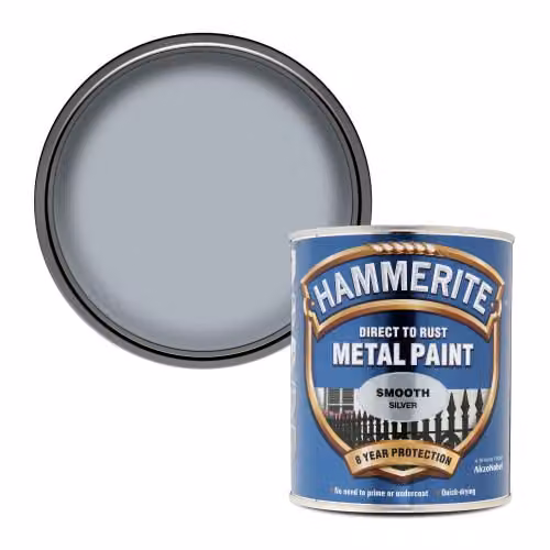 Hammerite Direct to Rust Metal Paint in Gloss Silver, 0.75 l – 1