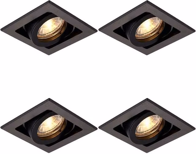 Loops 4 Pack Single Recessed Boxed Downlight, 50W GU10, Matt Black – 1