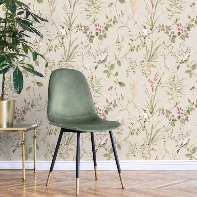 Crown Floral Botanical Wallpaper in Beige and Yellow