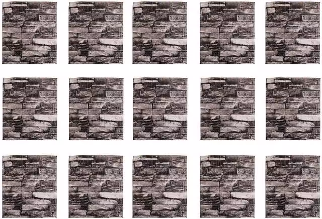 Livingandhome 15-Pack 3D Stone Look Peel and Stick Wall Panels, Grey XPE Foam