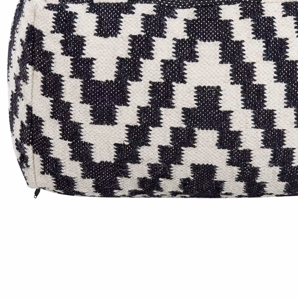 Wyld and Coco Geometric Wool Pouffe Ottoman in Black and White, W/D/H: 56 x 56 x 32 cm – 4