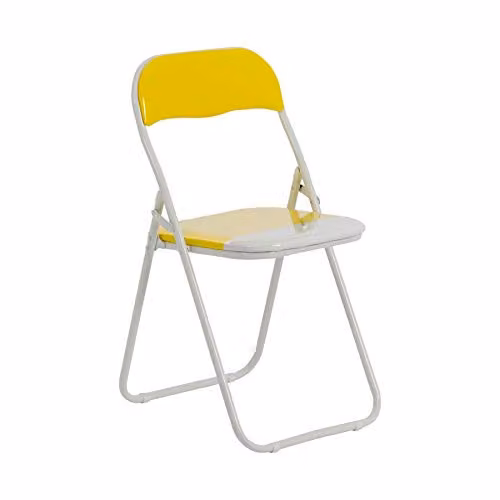 Harbour Housewares Padded Folding Chair in Yellow with Synthetic Leather and Metal Frame
