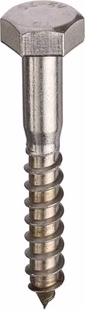 Unifix Stainless Steel Hexagon Head Wood Coach Screws, Silver, M6 x 40 mm