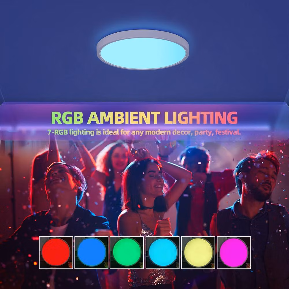 Goeco RGBW LED Ceiling Light, 24W Dimmable Colour Changing Light with Remote Control in White – 5