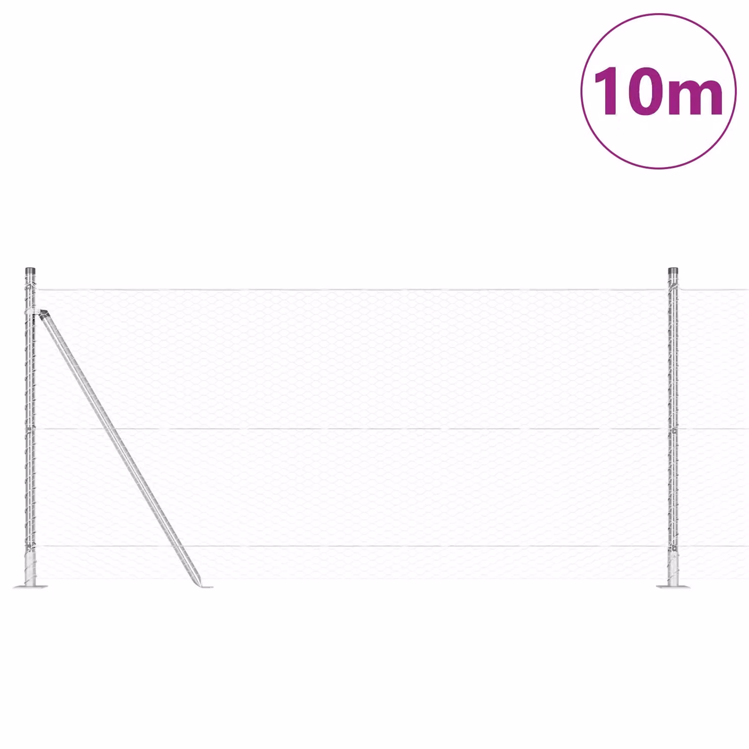 Berkfield Home Hexagon Fence in Silver Galvanised Steel, 1 x 10 m – 2