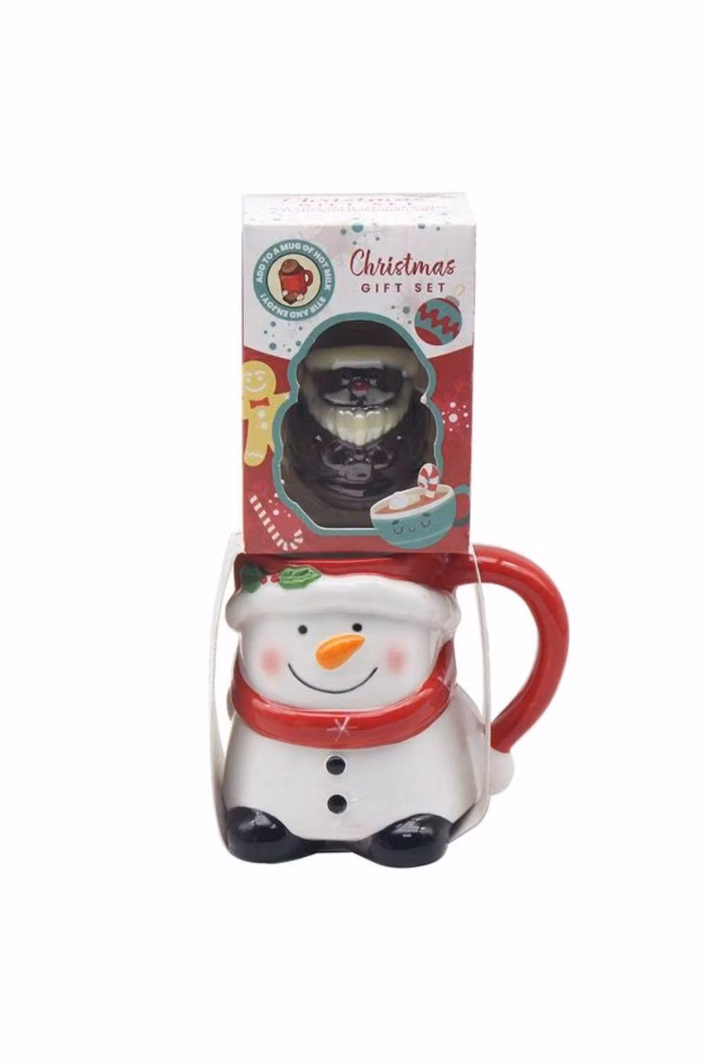 KDMD Snowman Ceramic Mug and Chocolate Bomb in Red and White – 2