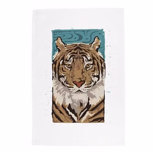Purely Home Tiger Tea Towel in Multicolour and White, W: 67 cm, H: 45 cm