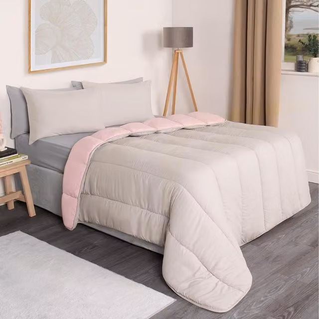 OHS Pink 10.5 Tog Hollow Fibre Coverless Duvet and Pillowcase Set