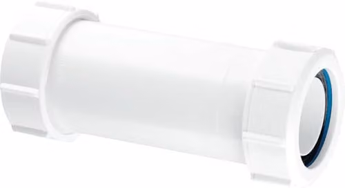 McAlpine 1.25 inch Multifit Adjustable Straight Plastic Coupling Connector in White