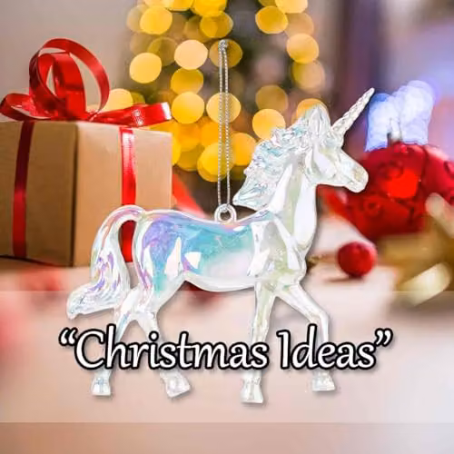 VFM e-Store Iridescent Acrylic Unicorn Christmas Tree Hanging Ornament, 12 cm – 5