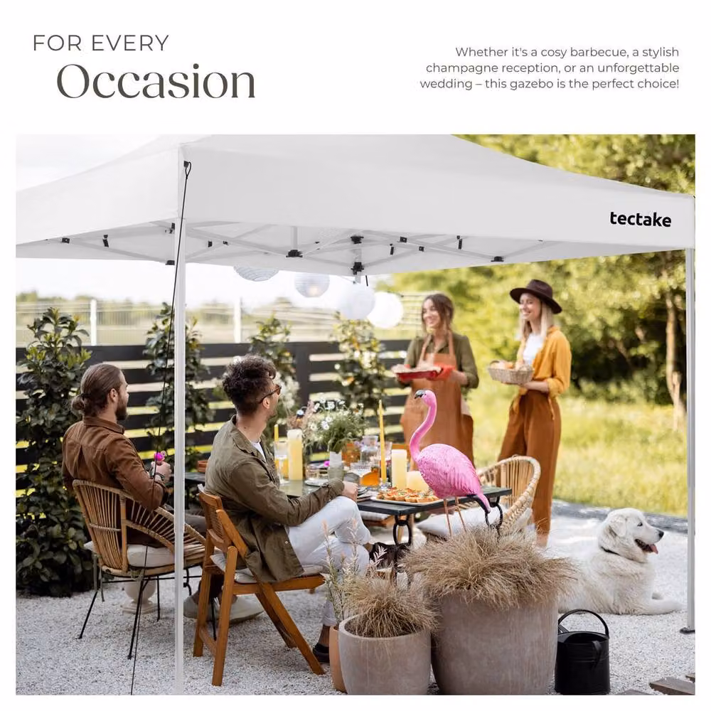 tectake Olivia Gazebo in White with Stainless Steel and Metal Frame, W/D/H: 300 x 300 x 300 cm – 4