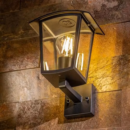 CGC Lighting Ally Black E27 Outdoor Wall Lantern with Transparent Diffuser IP54 – 2