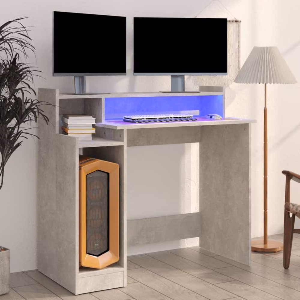 Berkfield Home Modern Computer Desk in Grey, W/D/H: 97 x 45 x 90 cm – 1