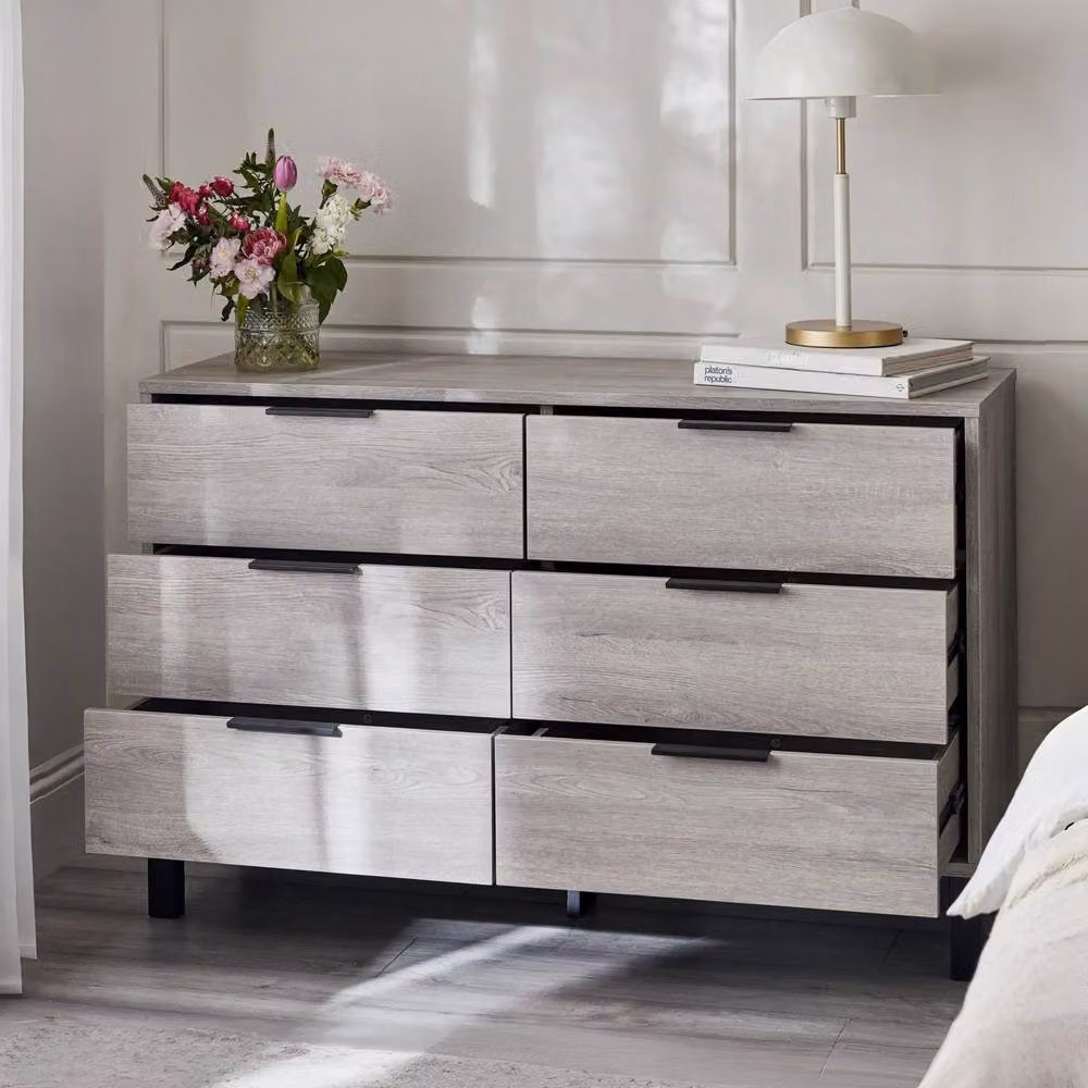 Cheshire Premium Kora 6 Drawer Wide Chest in Grey Oak – 2