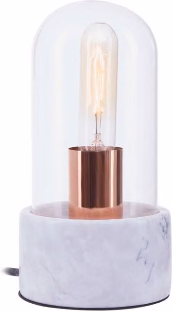 Interiors by Premier Orsina Modern Table Lamp with Grey Marble Base and Transparent Glass Dome in Grey and Copper
