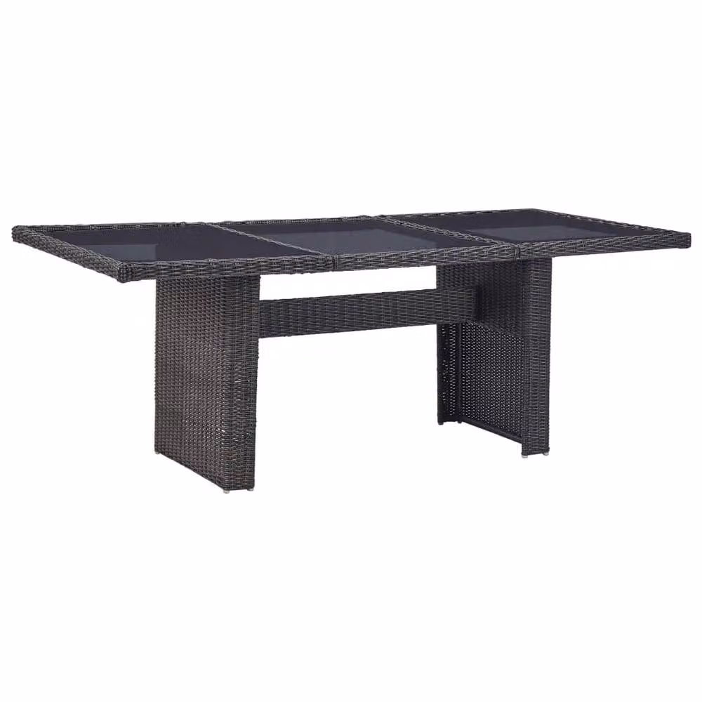 Berkfield Home Modern Black Garden Dining Table with Glass and Poly Rattan, W/D/H: 200 x 100 x 74 cm – 2