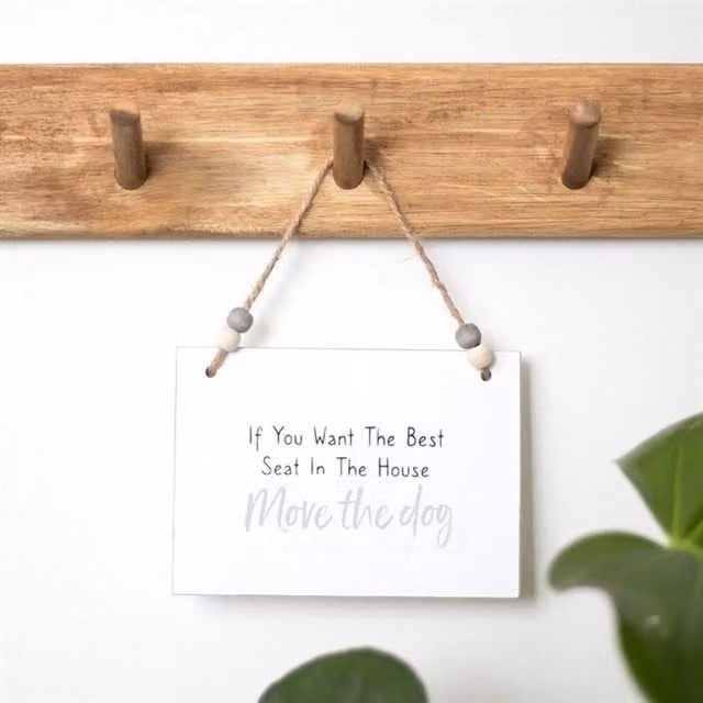 Uniqueful Move The Dog White Wooden Hanging Wall Plaque, Width: 15 cm