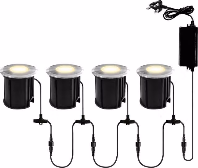 Litecraft Sitka Set of 4 LED Recessed Outdoor Deck Lights in Chrome