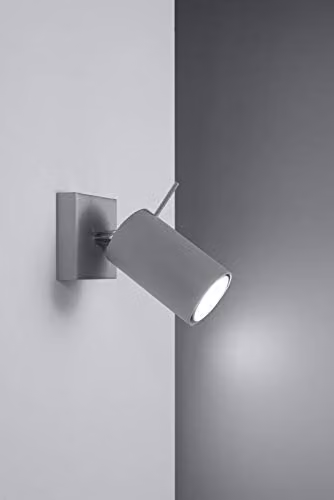 SOLLUX lighting Ring 1 Spotlight Wall Lamp in Grey, Adjustable Metal Design with Replaceable GU10 Bulb, W/D/H: 8 x 16 x 8 cm – 2