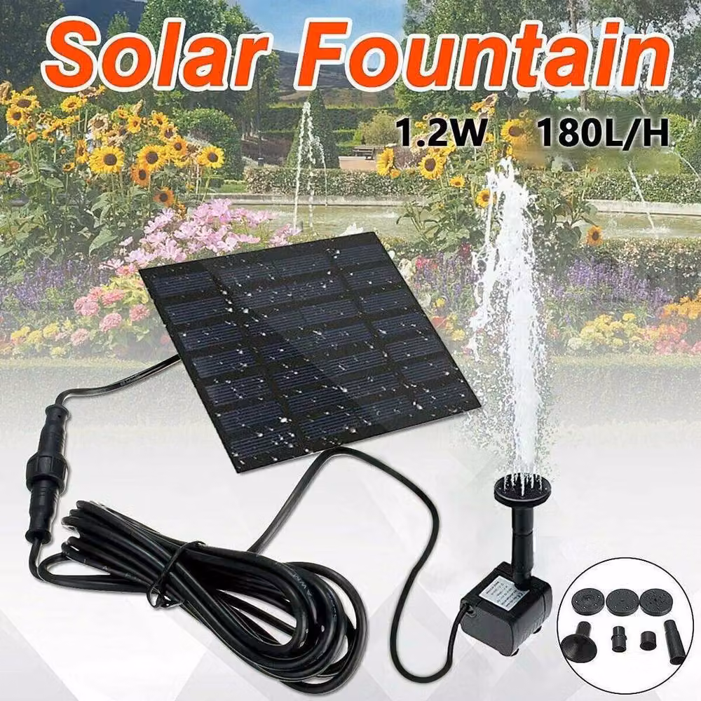 FLAVORA Solar Powered Garden Water Feature Fountain Pump in Black – 2