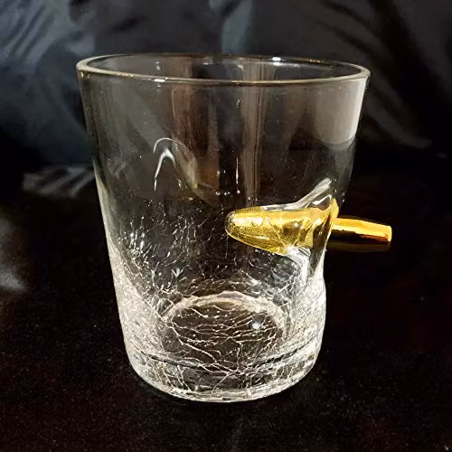 Menkind Connoisseur Creations Bullet Shot Glass with Cracked Texture Design in Transparent Glass, 300ml – 2