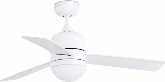 Faro Cebu 2 Light Small Ceiling Fan in White and Wood with Remote Control and E14 Fitting
