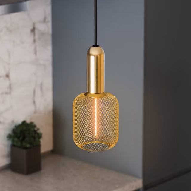 Osram Decor Square LED Lamp with Straw Filament, Warm White 1800 K, 3.5 W, E27, Dimmable, Transparent Gold/Brass, Diameter: 100 mm – 2